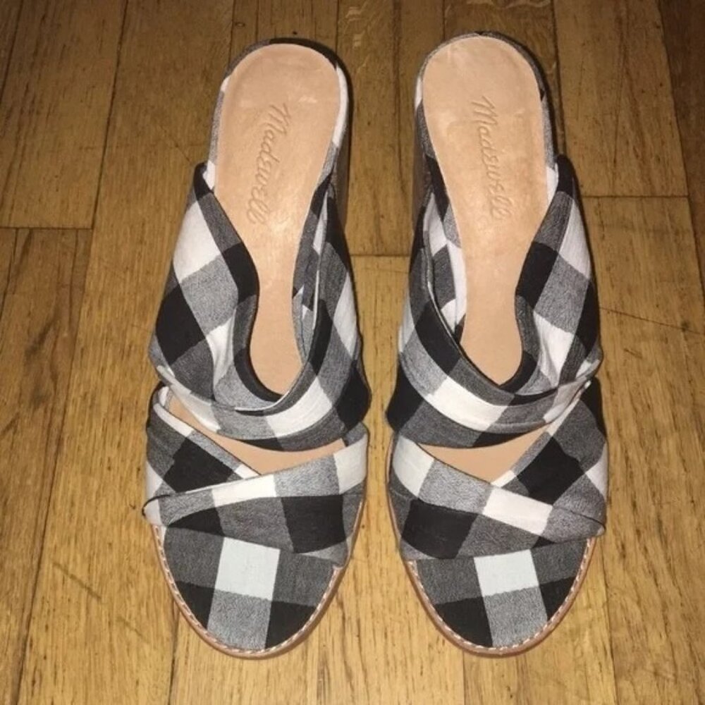 🆕MADEWELL Alexandria Gingham Check Sandal Shoes 8.5 Black & White - Picture 7 of 9